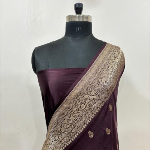 Brown Shade Booti Design Mashru Silk Saree