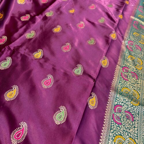 Purple Color Carry Design Mulberry Silk Saree