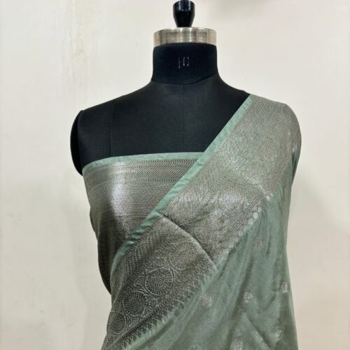 Dusty Green Shade Banarasi Semi-Pure Viscose Silk