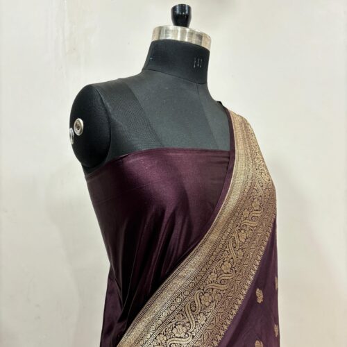 Brown Shade Booti Design Mashru Silk Saree - Image 2