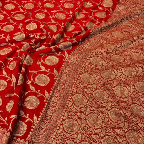Red Shade Pure Chiffon Khaddi Silk Saree - Image 2