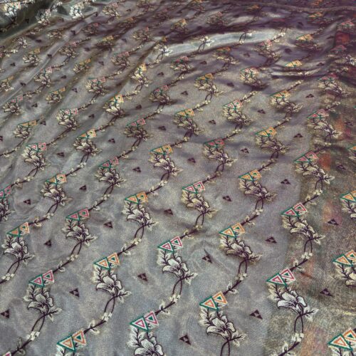 Purple Shade Jaal Pattern Tissue Silk Saree