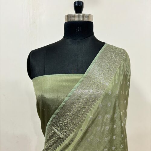 Dusty Mehndi Shade Banarasi Semi-Pure Viscose Silk