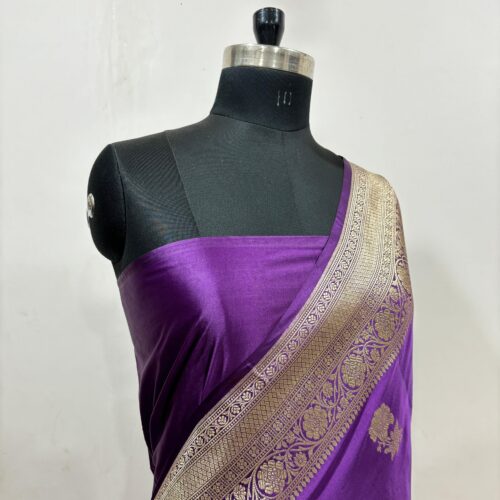 Purple Shade Boota Design Mashru Silk Saree - Image 2