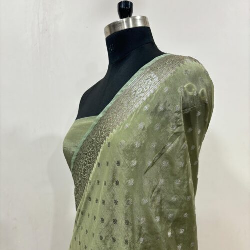 Dusty Mehndi Shade Banarasi Semi-Pure Viscose Silk - Image 3