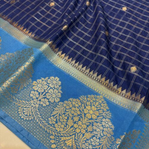 Banarasi Art Silk Saree with Check Booti Design | Traditional Indian Saree from Varanas - Image 2
