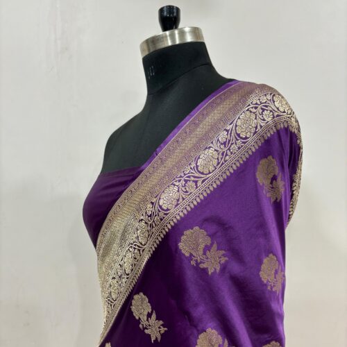 Purple Shade Boota Design Mashru Silk Saree - Image 3
