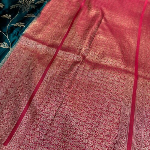 Green Color Flower Design Mulberry Silk Saree - Image 3