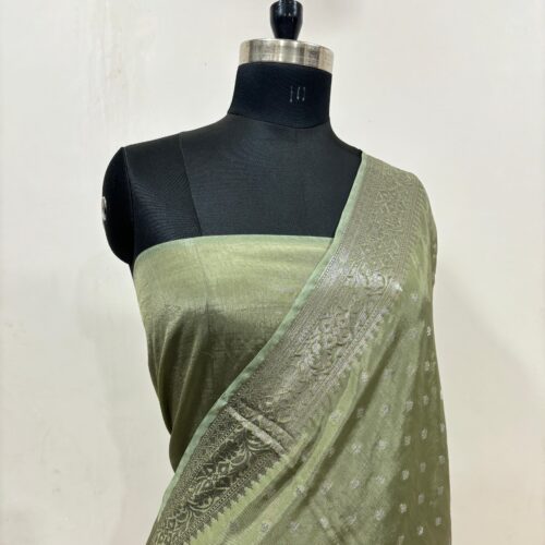 Dusty Mehndi Shade Banarasi Semi-Pure Viscose Silk - Image 2
