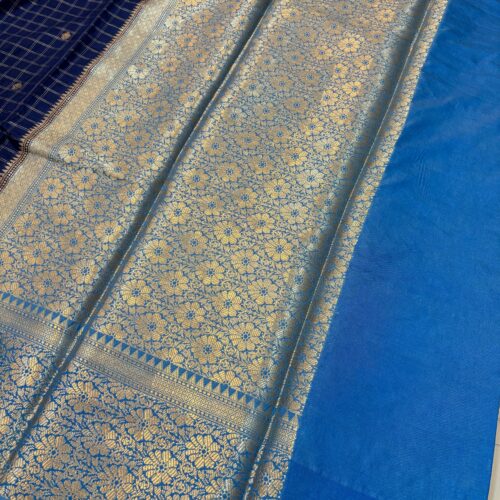 Banarasi Art Silk Saree with Check Booti Design | Traditional Indian Saree from Varanas - Image 3