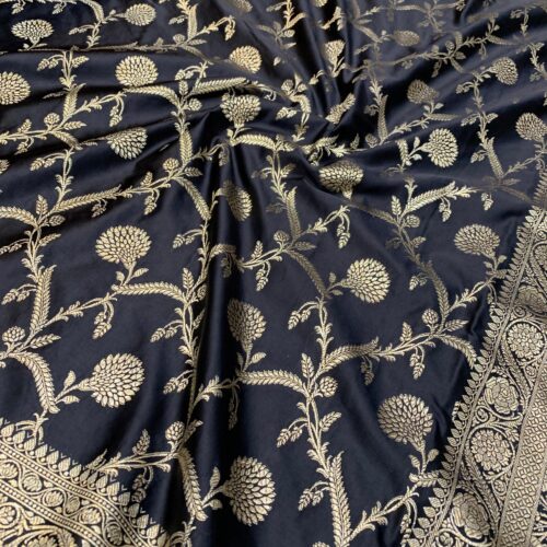 Black Shade Jaal Design Mashru Silk Saree