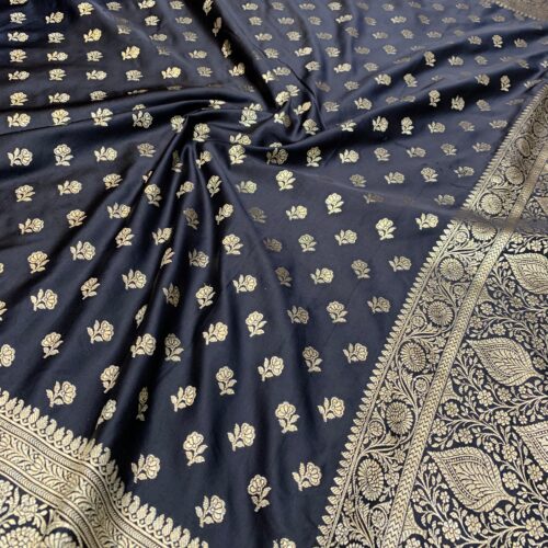 Black Shade Booti Design Mashru Silk Saree