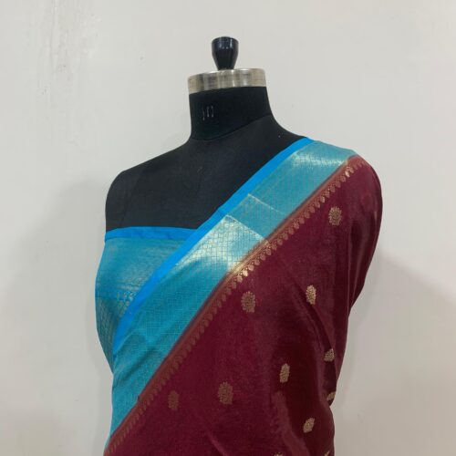 Semi Dupian Silk Saree in Booti Design - Image 3