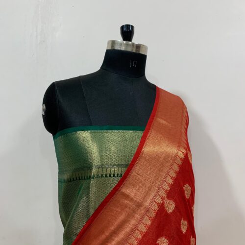 Semi Georgette Silk Saree in Boota Design - Image 2