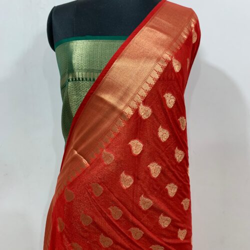 Semi Georgette Silk Saree in Boota Design - Image 4
