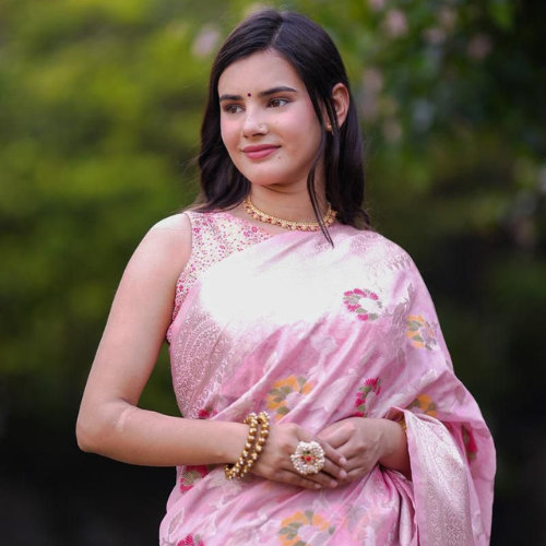 Classic Banarasi Semi-Georgette Saree - Zari Work In Body