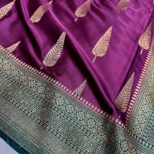 Purple Color Boota Design Mulberry Silk Saree - Image 2