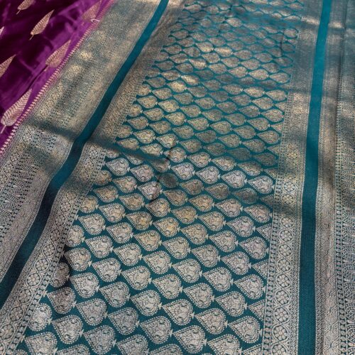 Purple Color Boota Design Mulberry Silk Saree - Image 3