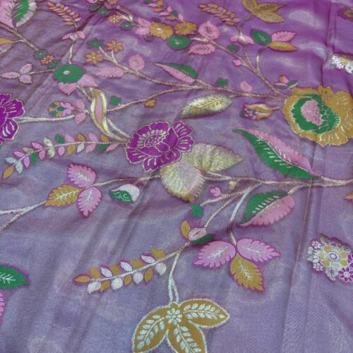 Pink Shade Booti Pattern Tissue Silk Saree - Image 4