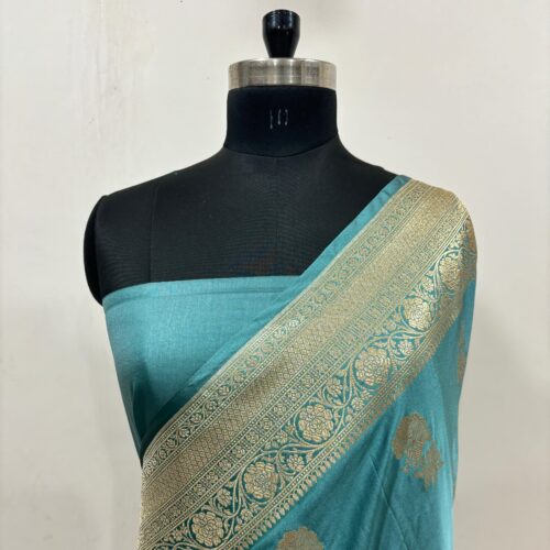 Sea Green Shade Boota Design Mashru Silk Saree
