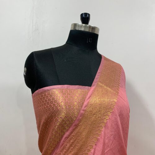 Assam Silk Cotton Saree in Pink Shade - Image 2