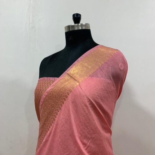 Assam Silk Cotton Saree in Pink Shade - Image 3