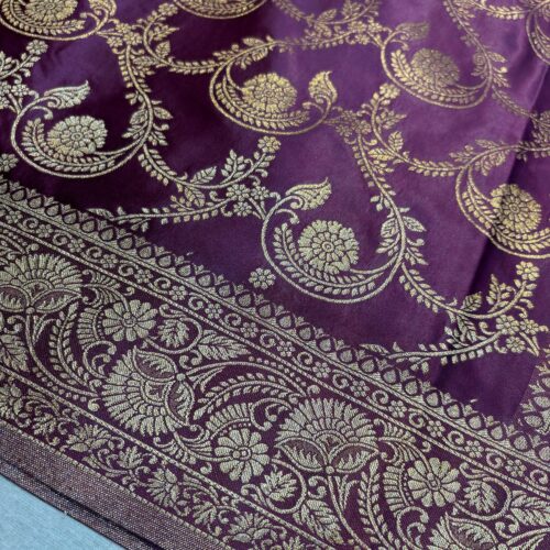 Purple Color Flower Design Mulberry Silk Saree - Image 2