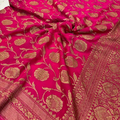 Pink Shade Pure Chiffon Khaddi Silk Saree