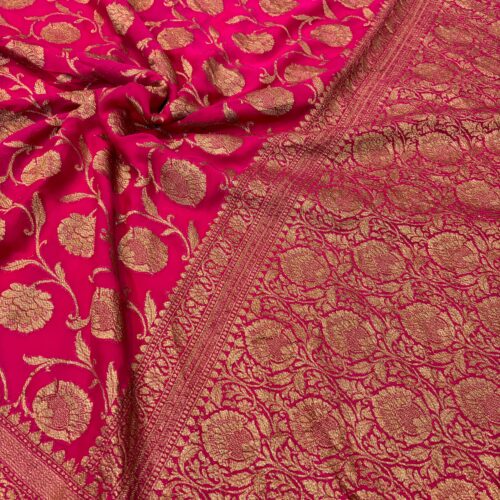 Pink Shade Pure Chiffon Khaddi Silk Saree - Image 2