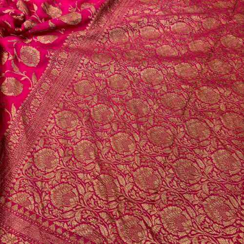 Pink Shade Pure Chiffon Khaddi Silk Saree - Image 4