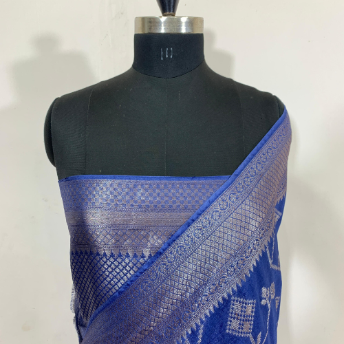 Navy Blue Shade Jaal Design Art Silk Saree