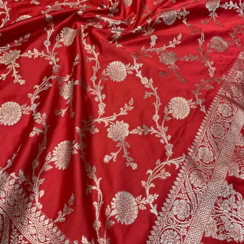 Red Shade Jaal Design Mashru Silk Saree
