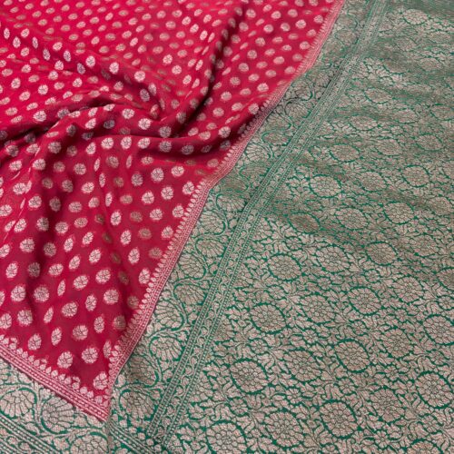Red Shade Pure Chiffon Khaddi Silk Saree - Image 2